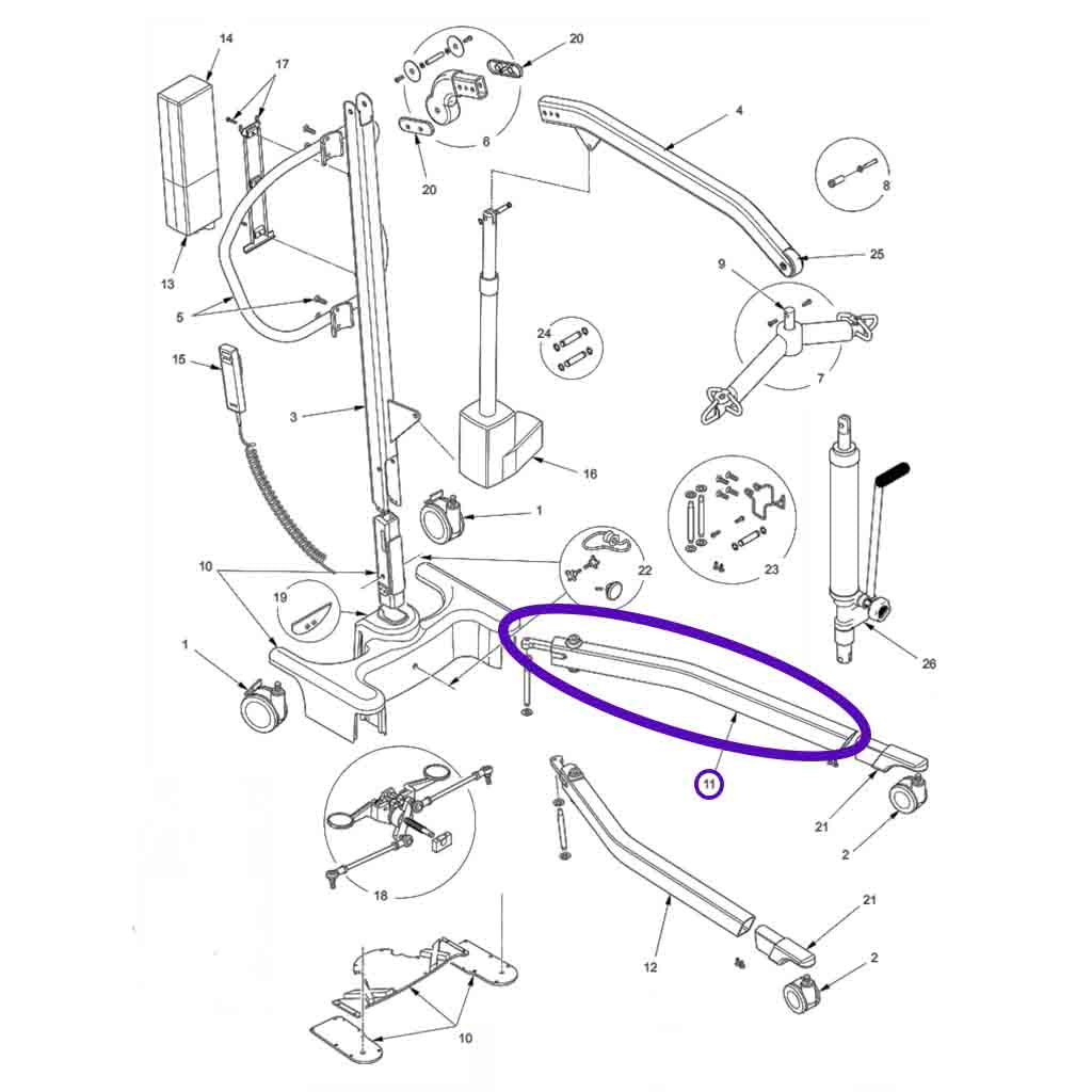 Advance Lift Left Leg Extrusion Assembly Hoyer