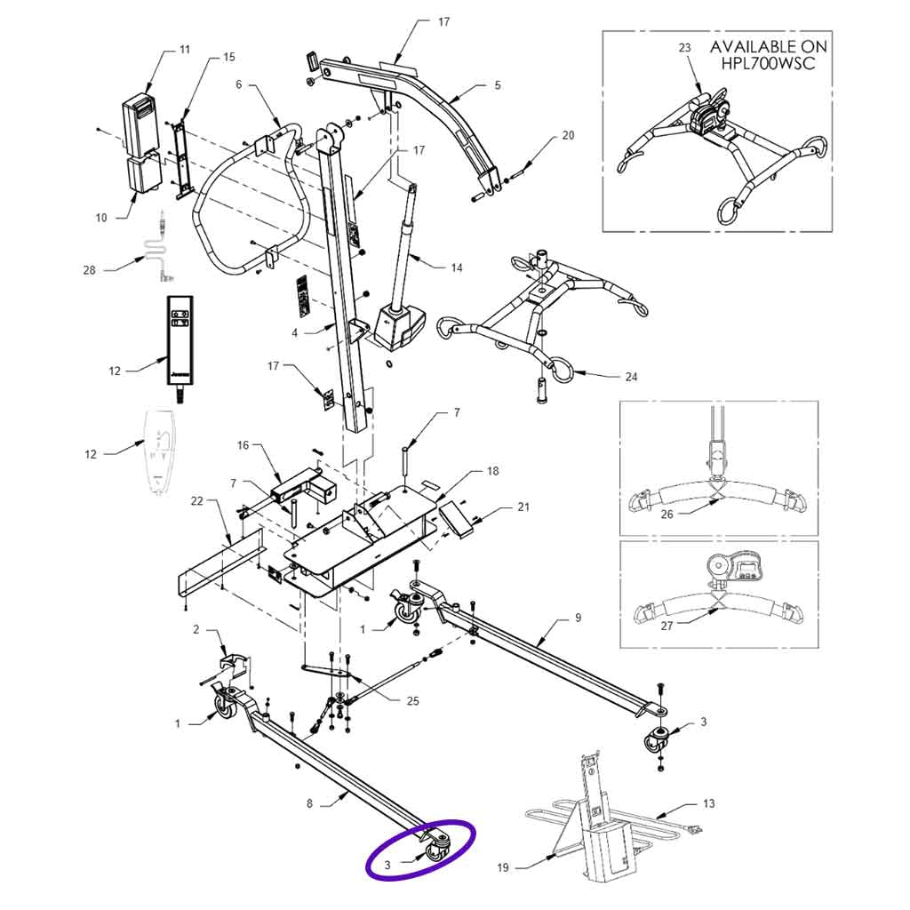 HPL700 Front Caster, 39001078 Hoyer