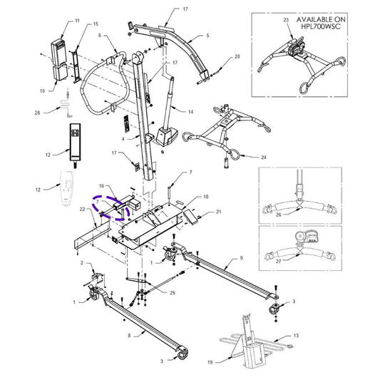 HPL700 Leg Pivot Component, 39001100 Hoyer