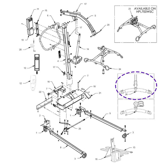 HPL700 6-Point Loop Spreader Bar, 39001587 Hoyer