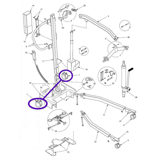 Advance Lift Rear Casters, w/Brake, Pair Hoyer