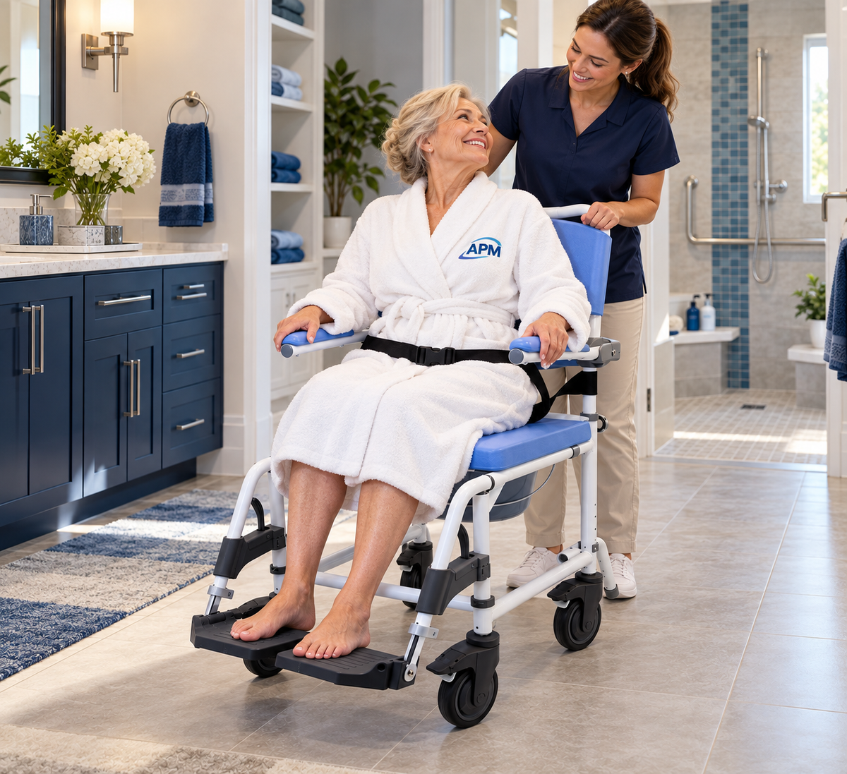 EZee Life Shower Commode Chair on Wheels Healthline