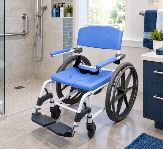 EZee Life Shower Commode Chair on Wheels Healthline