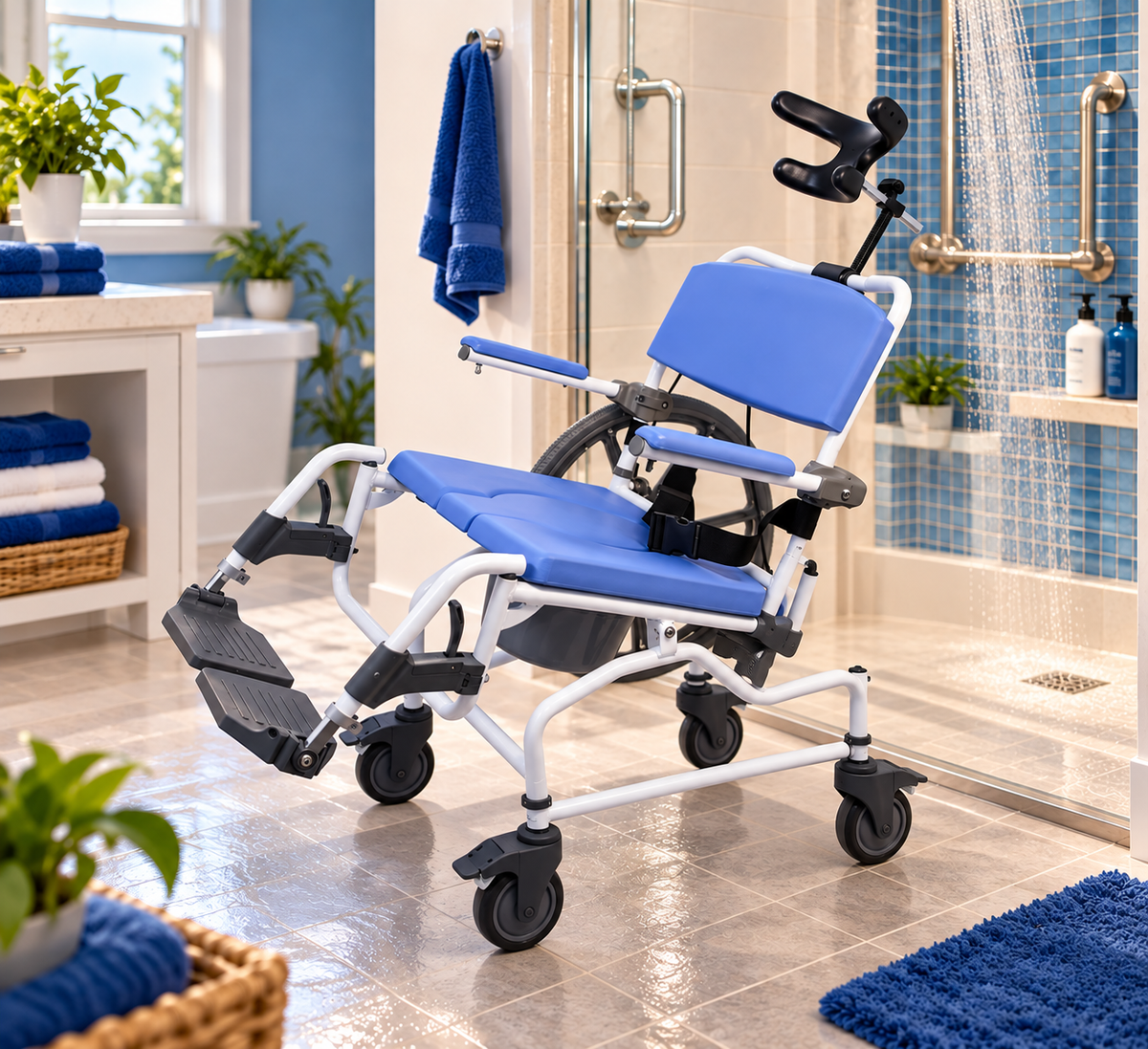 EZee Life Tilting Rehab Shower Commode Healthline