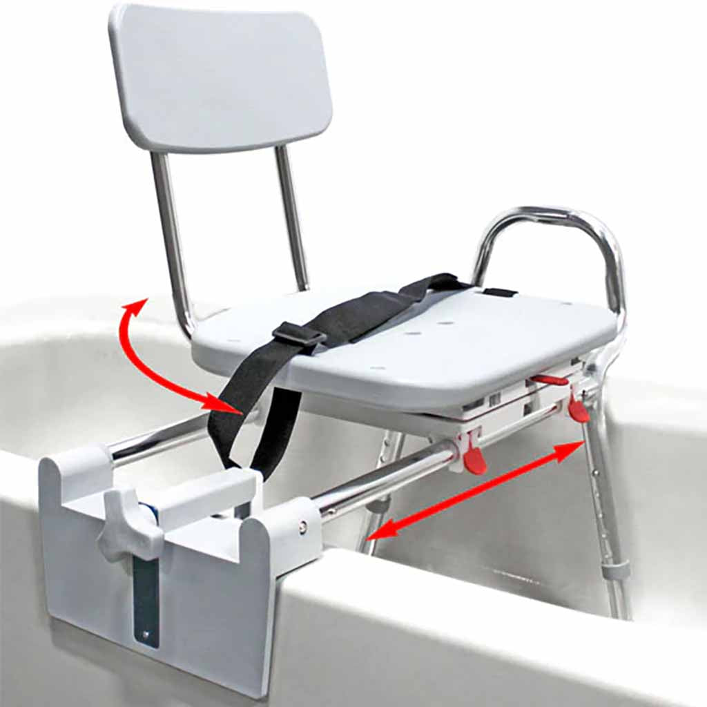 Tub Mount Sliding Transfer Bench with Swivel Seat - Easy Tub Access ...