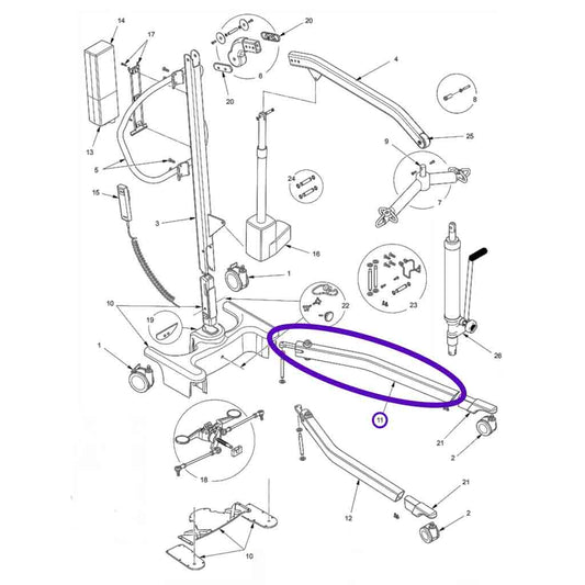 Advance Lift Left Leg Extrusion Assembly Hoyer