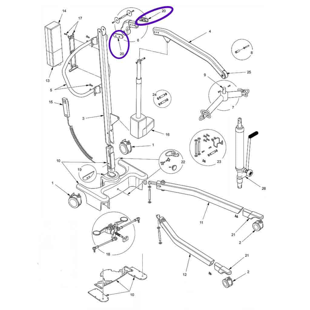 Advance Lift Boom to Mast Pivot Plastic Caps Hoyer