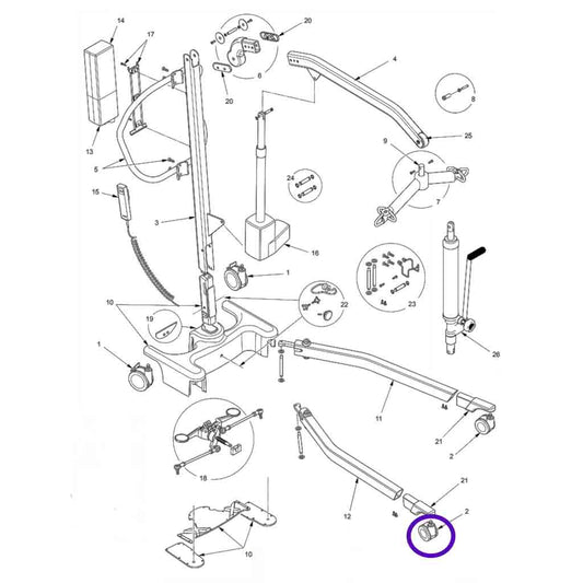 Advance Lift Front Caster, 1 ea. Hoyer