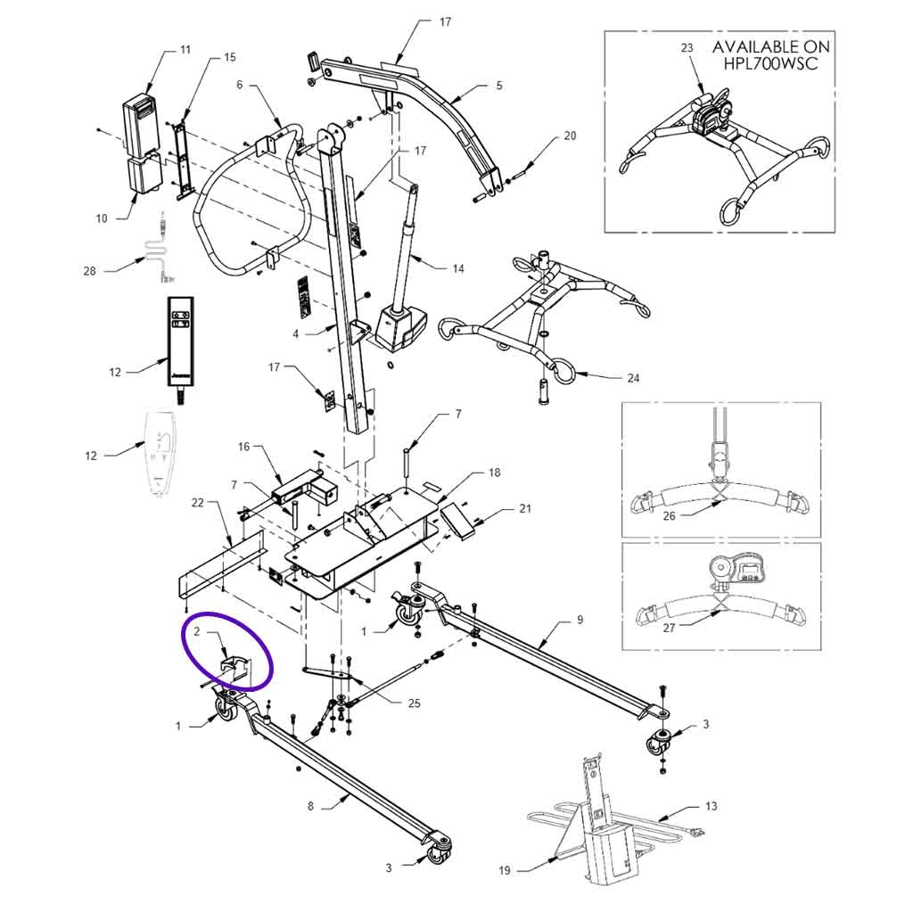 HPL700 Straight-line Caster Guide, 39001077 Hoyer