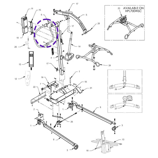 HPL700 Parts Hoyer Lift Replacement Parts All Points Medical
