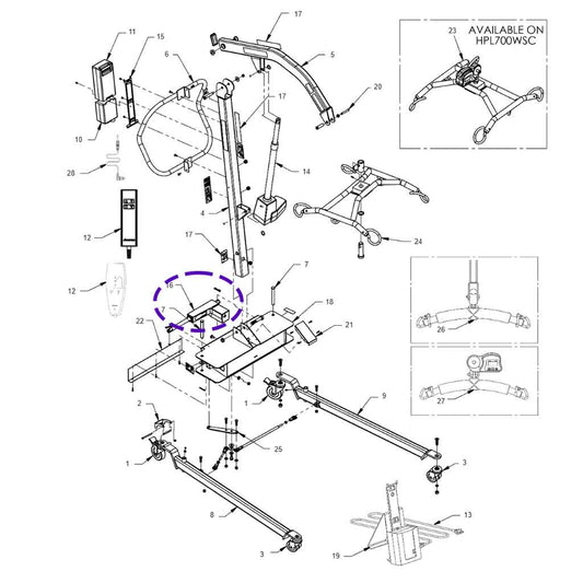 HPL700 Leg Actuator, 39001094 Hoyer