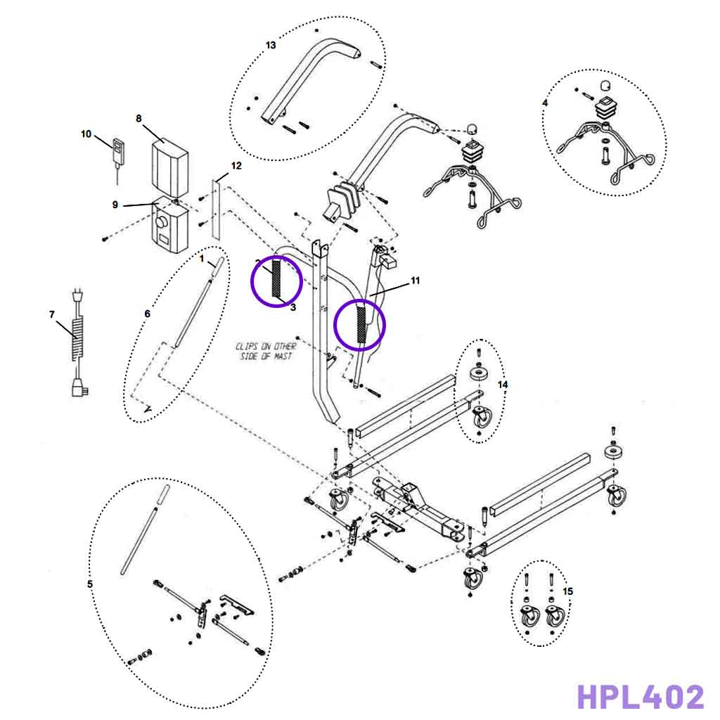 HPL402 Foam Grip  (Push Handles, pair), 400-6501 Hoyer